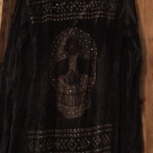 Sweaters - Rhinestone skull Fringe cardigan sweater large Sweaters - Rhinestone skull Fringe cardigan sweater large